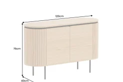 Modernes Sideboard ATELIER 120cm natur Eiche schwarz Metall vier Fächer