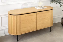 Modernes Sideboard ATELIER 120cm natur Eiche schwarz Metall vier Fächer