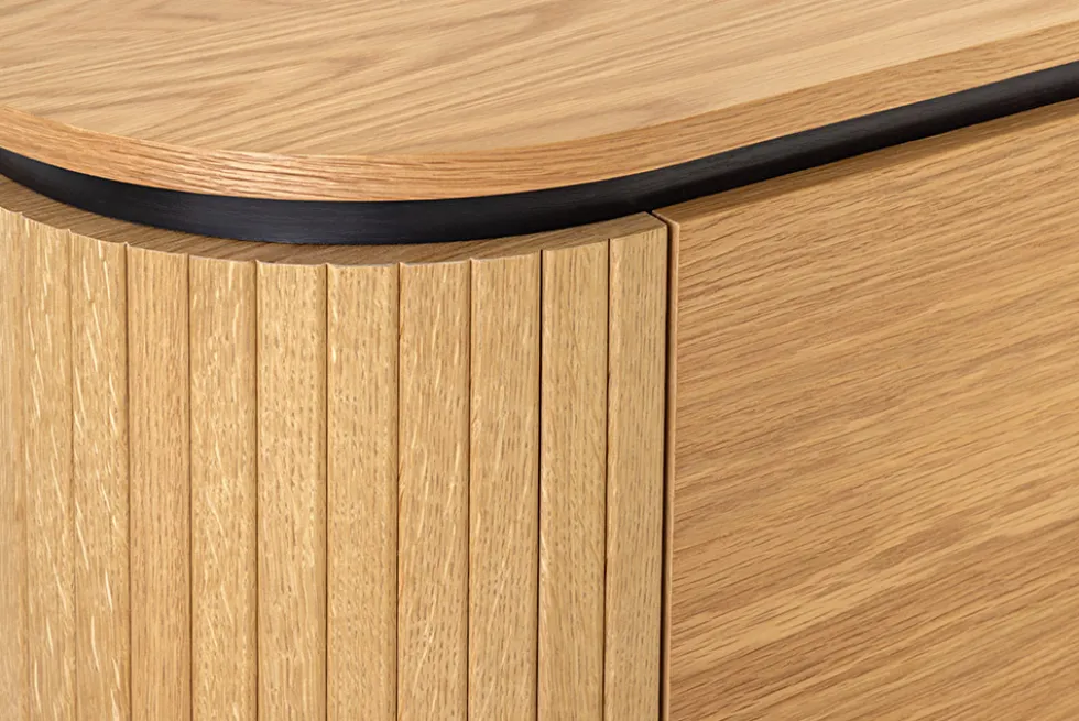 Modernes Sideboard ATELIER 120cm natur Eiche schwarz Metall vier Fächer