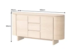 Modernes Sideboard OAK GRAIN 160cm natur Eichenholz vier Fächer mit drei Schubladen