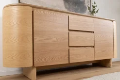 Modernes Sideboard OAK GRAIN 160cm natur Eichenholz vier Fächer mit drei Schubladen