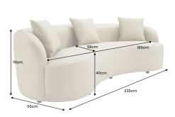 Modernes Sofa ATELIER 230cm beige Samt 3-Sitzer Couch inkl. Kissen