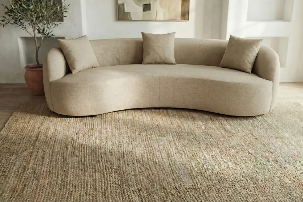 Modernes Sofa ATELIER 230cm beige Samt 3-Sitzer Couch inkl. Kissen