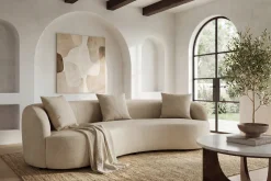 Modernes Sofa ATELIER 230cm beige Samt 3-Sitzer Couch inkl. Kissen