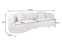 Modernes Sofa ATELIER 230cm beige Bouclé 3-Sitzer Couch inkl. Kissen