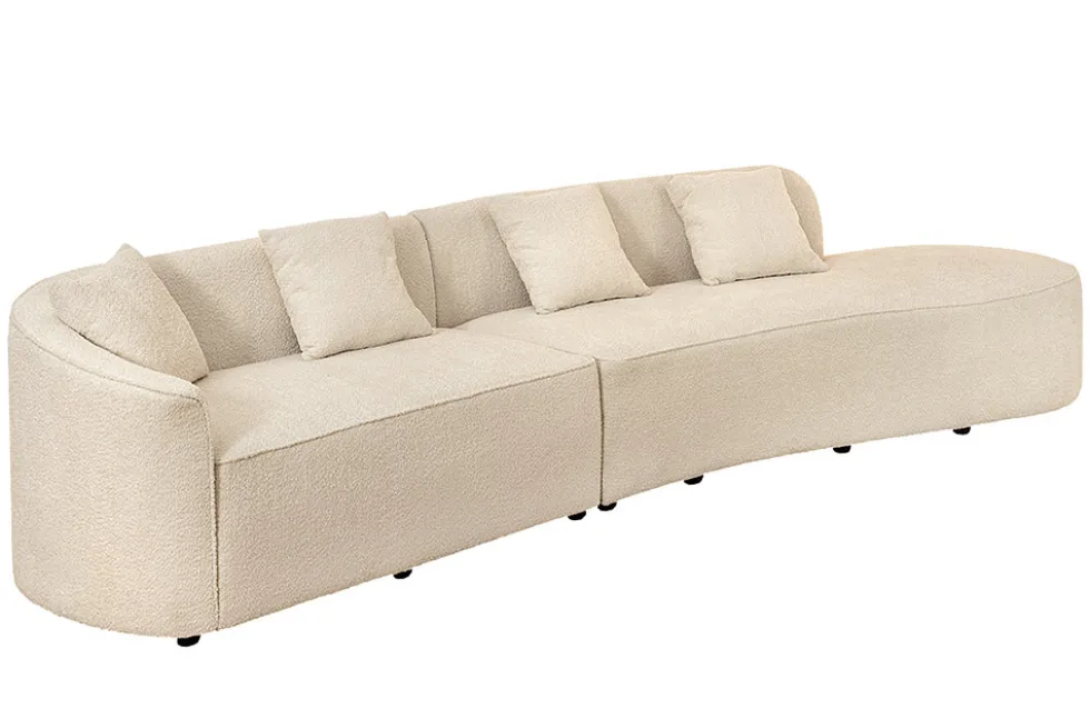 Modernes Sofa ATELIER L 330cm beige Bouclé XXL-Couch Nosagfederung inkl. Kissen