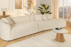 Modernes Sofa ATELIER L 330cm beige Bouclé XXL-Couch Nosagfederung inkl. Kissen