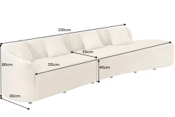 Modernes Sofa ATELIER L 330cm beige Bouclé XXL-Couch Nosagfederung inkl. Kissen