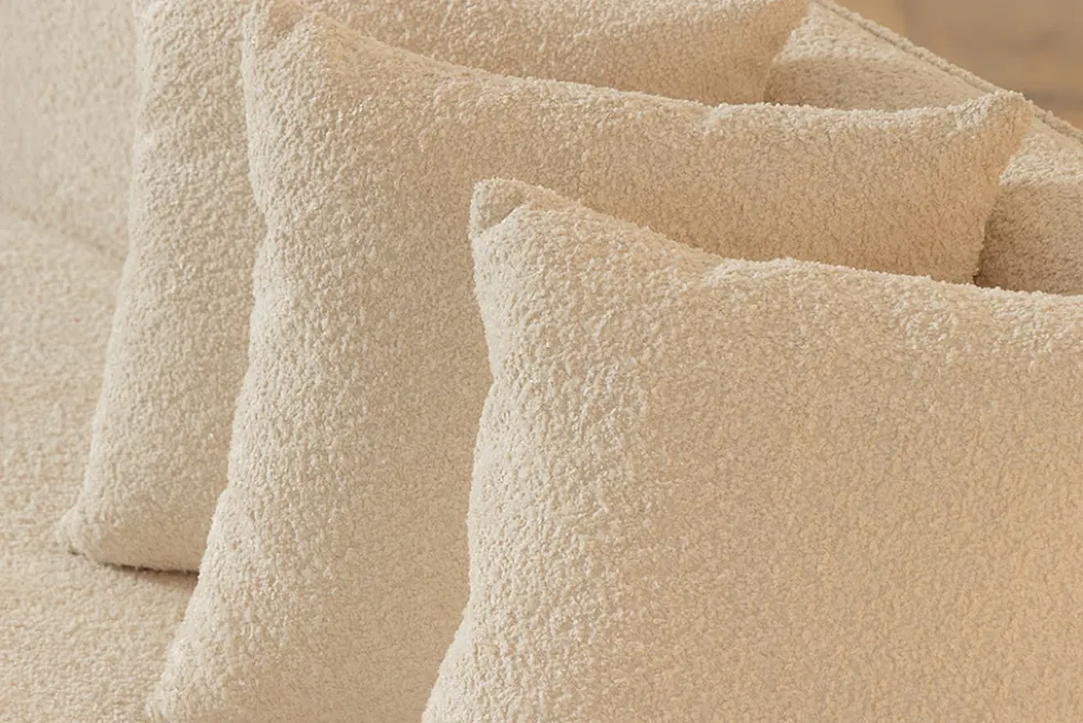 Modernes Sofa ATELIER L 330cm beige Bouclé XXL-Couch Nosagfederung inkl. Kissen
