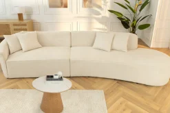 Modernes Sofa ATELIER L 330cm beige Bouclé XXL-Couch Nosagfederung inkl. Kissen