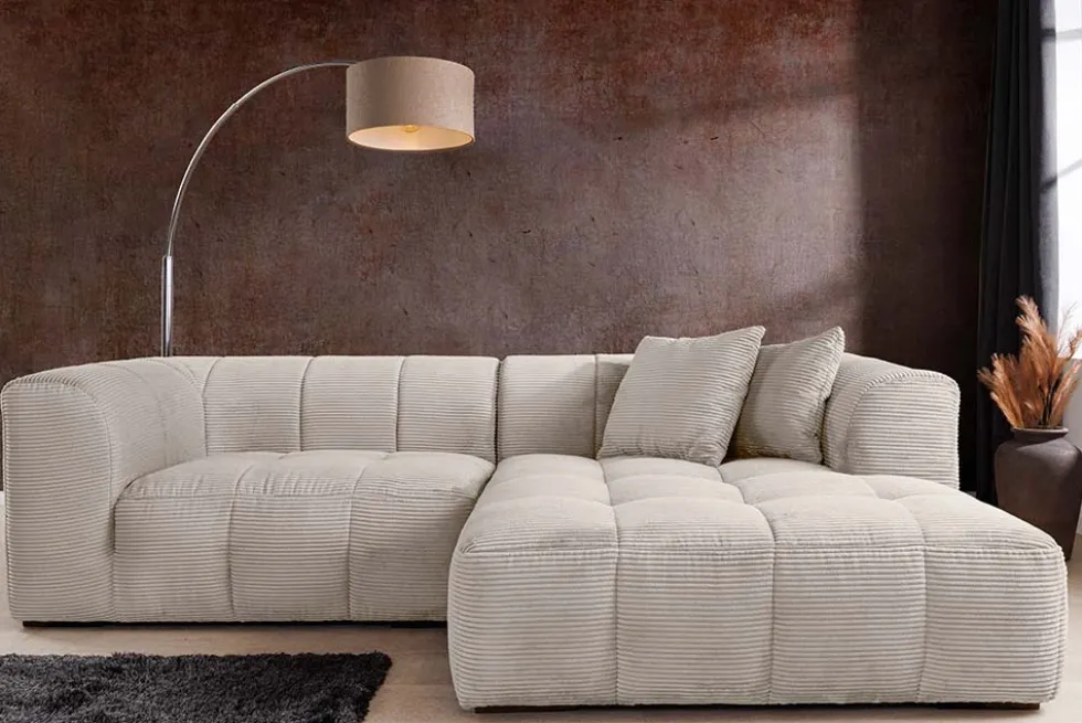 Modernes Sofa ZERO GRAVITY 240cm beige Cord 3-Sitzer Couch