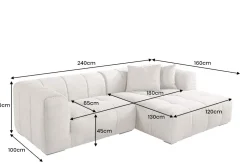 Modernes Sofa ZERO GRAVITY 240cm beige Cord 3-Sitzer Couch