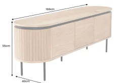 Modernes TV-Board ATELIER 160cm natur Eiche schwarz Metall Lowboard