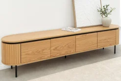 Modernes TV-Board ATELIER 200cm natur Eiche schwarz Metall Lowboard
