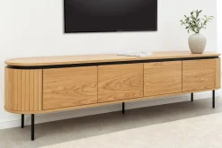 Modernes TV-Board ATELIER 200cm natur Eiche schwarz Metall Lowboard