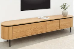 Modernes TV-Board ATELIER 200cm natur Eiche schwarz Metall Lowboard