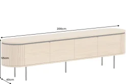 Modernes TV-Board ATELIER 200cm natur Eiche schwarz Metall Lowboard