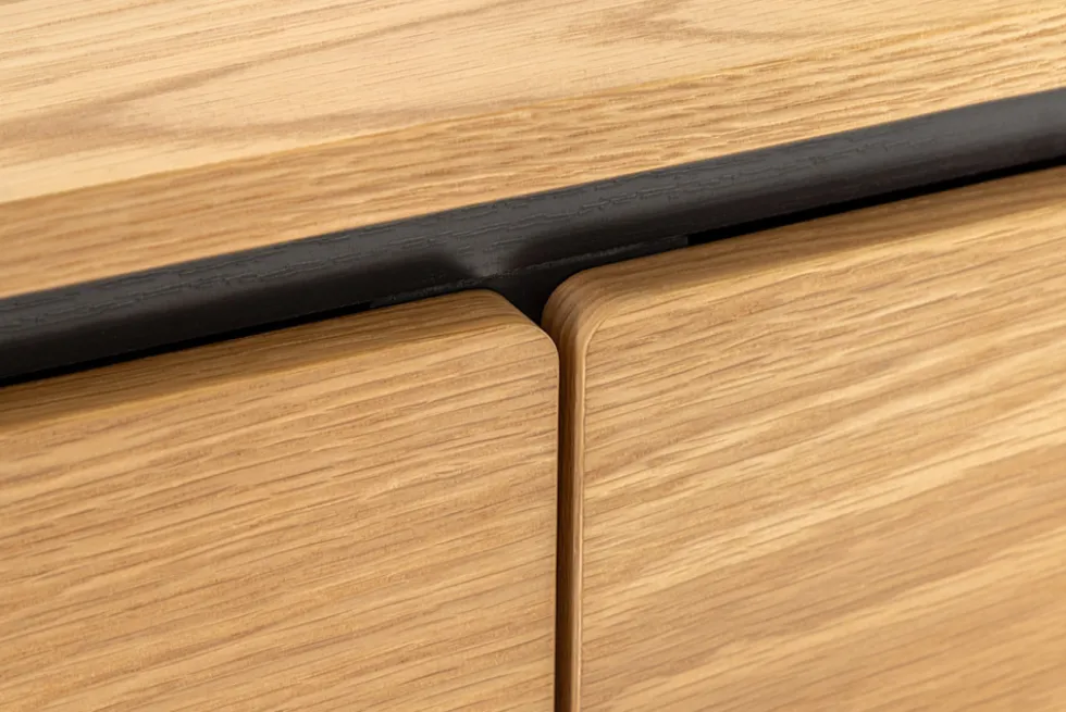 Modernes TV-Board ATELIER 200cm natur Eiche schwarz Metall Lowboard
