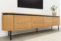 Modernes TV-Board ATELIER 200cm natur Eiche schwarz Metall Lowboard