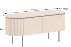 Modernes TV-Board ATELIER 120cm natur Eiche schwarz Metall Lowboard