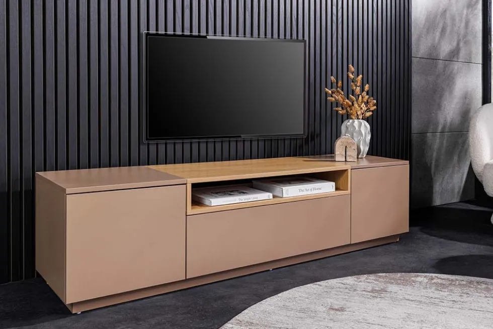 Modernes TV-Board LOFT 160cm natur grau beige greige drei Fächer Schublade