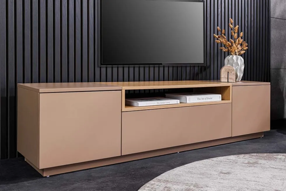Modernes TV-Board LOFT 160cm natur grau beige greige drei Fächer Schublade