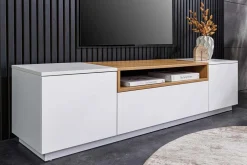 Modernes TV-Board LOFT 160cm weiß natur drei Fächer mit Schublade