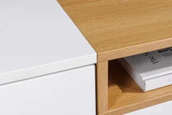 Modernes TV-Board LOFT 160cm weiß natur drei Fächer mit Schublade