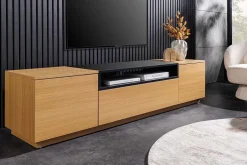 Modernes TV-Board LOFT 160cm natur schwarz drei Fächer mit Schublade
