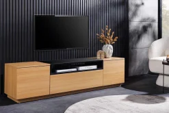 Modernes TV-Board LOFT 160cm natur schwarz drei Fächer mit Schublade