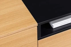 Modernes TV-Board LOFT 160cm natur schwarz drei Fächer mit Schublade