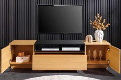 Modernes TV-Board LOFT 160cm natur schwarz drei Fächer mit Schublade
