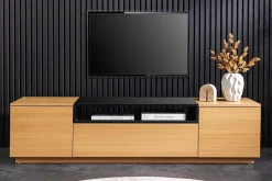 Modernes TV-Board LOFT 160cm natur schwarz drei Fächer mit Schublade