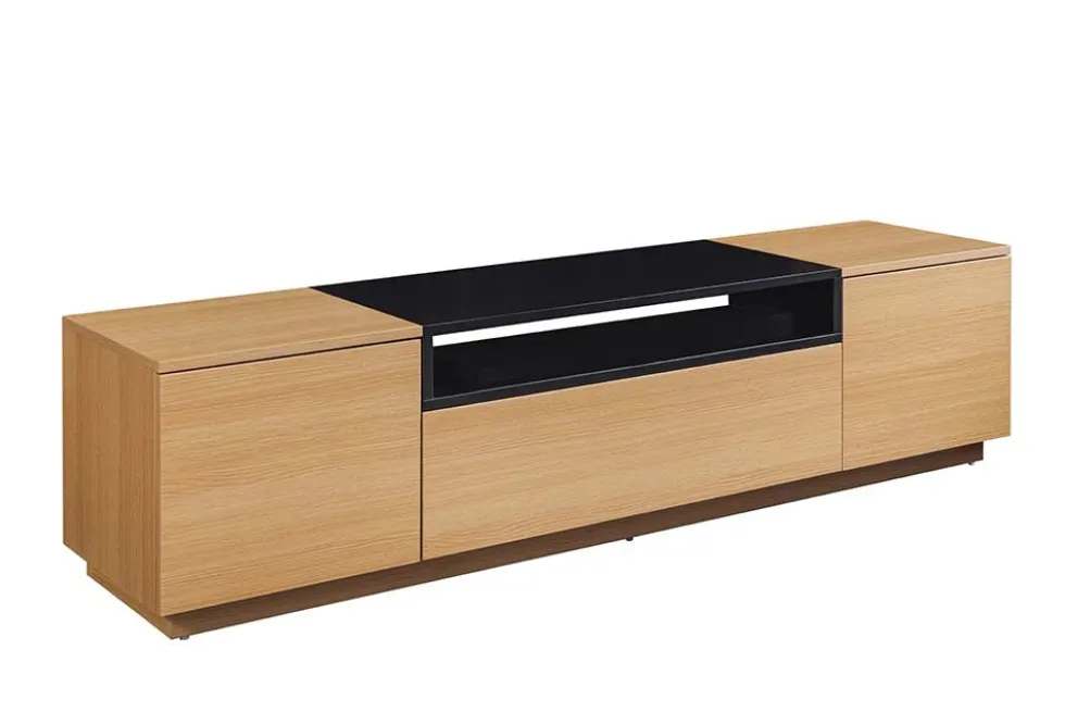 Modernes TV-Board LOFT 160cm natur schwarz drei Fächer mit Schublade