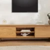 Modernes TV-Board OAK GRAIN 200cm natur Eichenholz zwei Fächer mit Schubladen