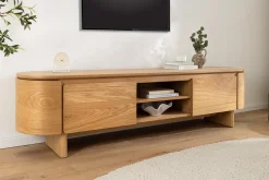 Modernes TV-Board OAK GRAIN 200cm natur Eichenholz zwei Fächer mit Schubladen