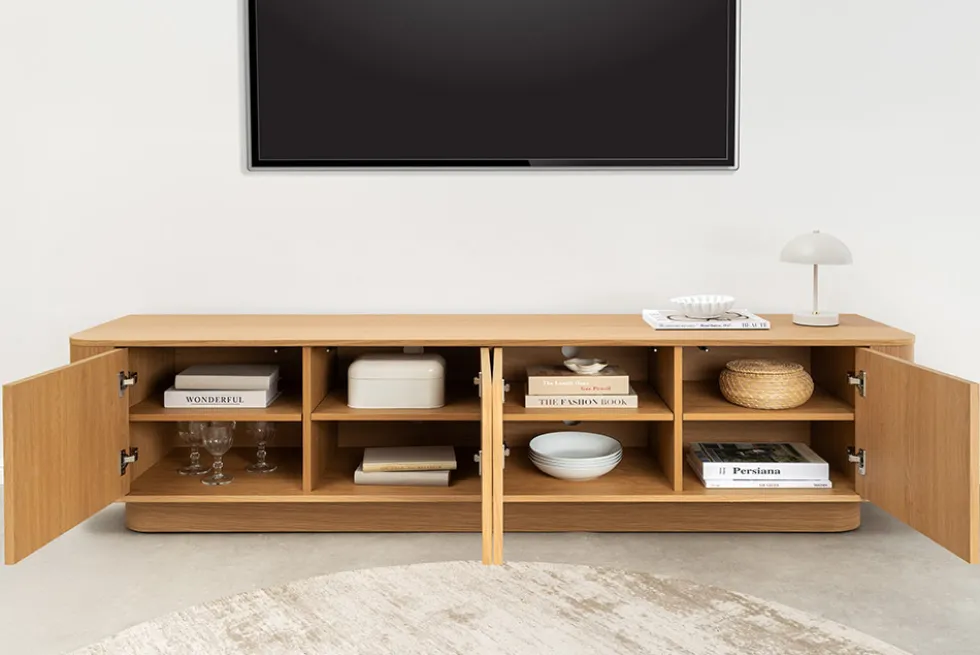 Modernes TV-Board VALHALLA WOOD 180cm natur Eichenholz Lowboard mit Stauraum