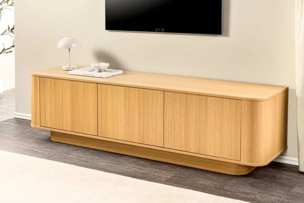 Modernes TV-Board VALHALLA WOOD 160cm natur Eichenholz Lowboard mit Stauraum