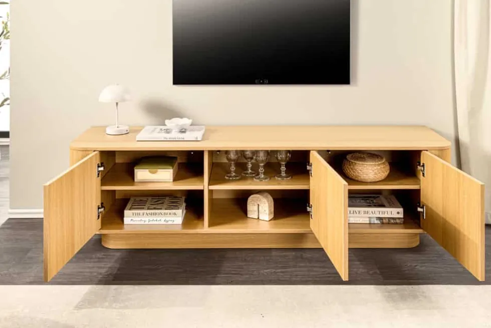 Modernes TV-Board VALHALLA WOOD 160cm natur Eichenholz Lowboard mit Stauraum