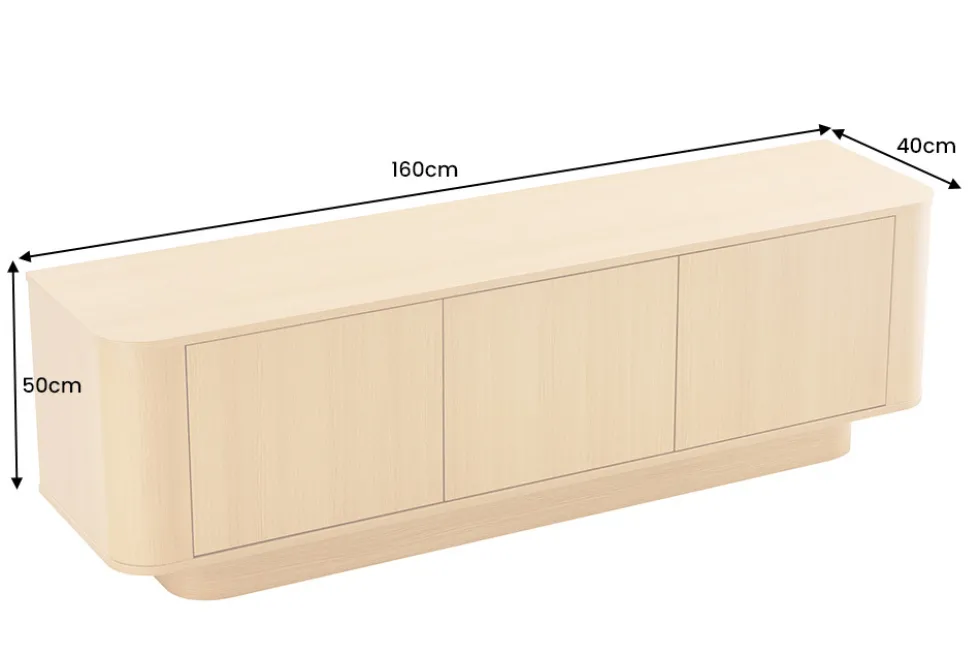 Modernes TV-Board VALHALLA WOOD 160cm natur Eichenholz Lowboard mit Stauraum