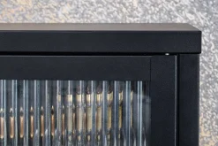 Modernes TV-Lowboard AMSTERDAM 90cm schwarz gold Riffelglas Metall Vitrine Schrank