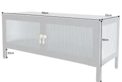 Modernes TV-Lowboard AMSTERDAM 90cm schwarz gold Riffelglas Metall Vitrine Schrank