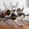 Modernes Weinregal FLAME 48cm silber für 10 Flaschen Flaschenhalter