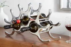 Modernes Weinregal FLAME 48cm silber für 10 Flaschen Flaschenhalter