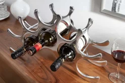 Modernes Weinregal FLAME 48cm silber für 10 Flaschen Flaschenhalter