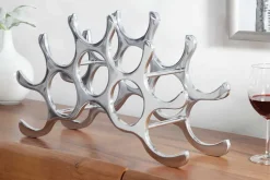 Modernes Weinregal FLAME 48cm silber für 10 Flaschen Flaschenhalter