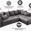Modernes XXL Ecksofa CLAN 320cm anthrazit Samt Bigsofa inkl. Kissen