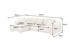 Modernes XXL Ecksofa DECADENCIA 320cm beige Samt Bigsofa inkl. Kissen