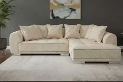 Modernes XXL Ecksofa DECADENCIA 320cm beige Samt Bigsofa inkl. Kissen