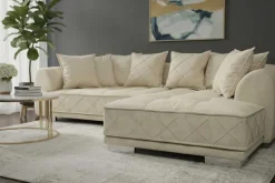 Modernes XXL Ecksofa DECADENCIA 320cm beige Samt Bigsofa inkl. Kissen